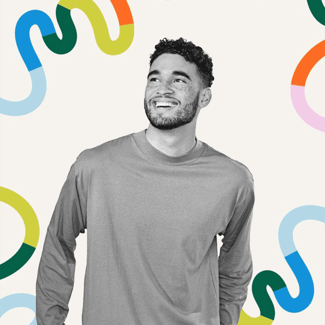 Creative design portrait with colorful accent shapes