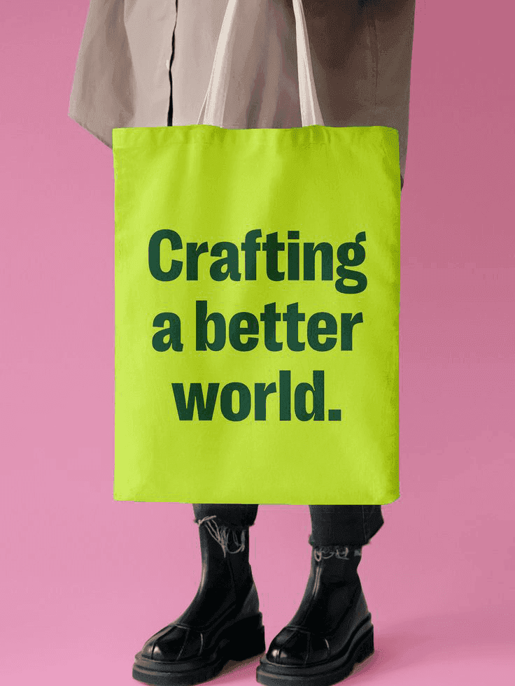 Green shopping bag branding artwork
